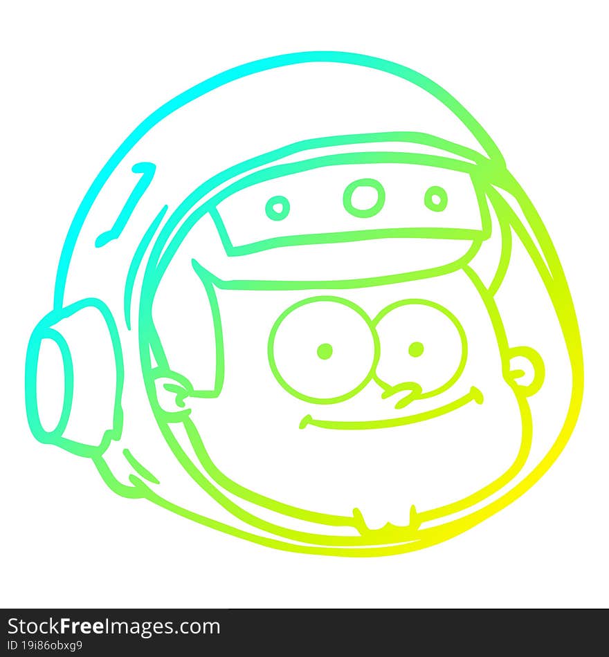 cold gradient line drawing cartoon astronaut face