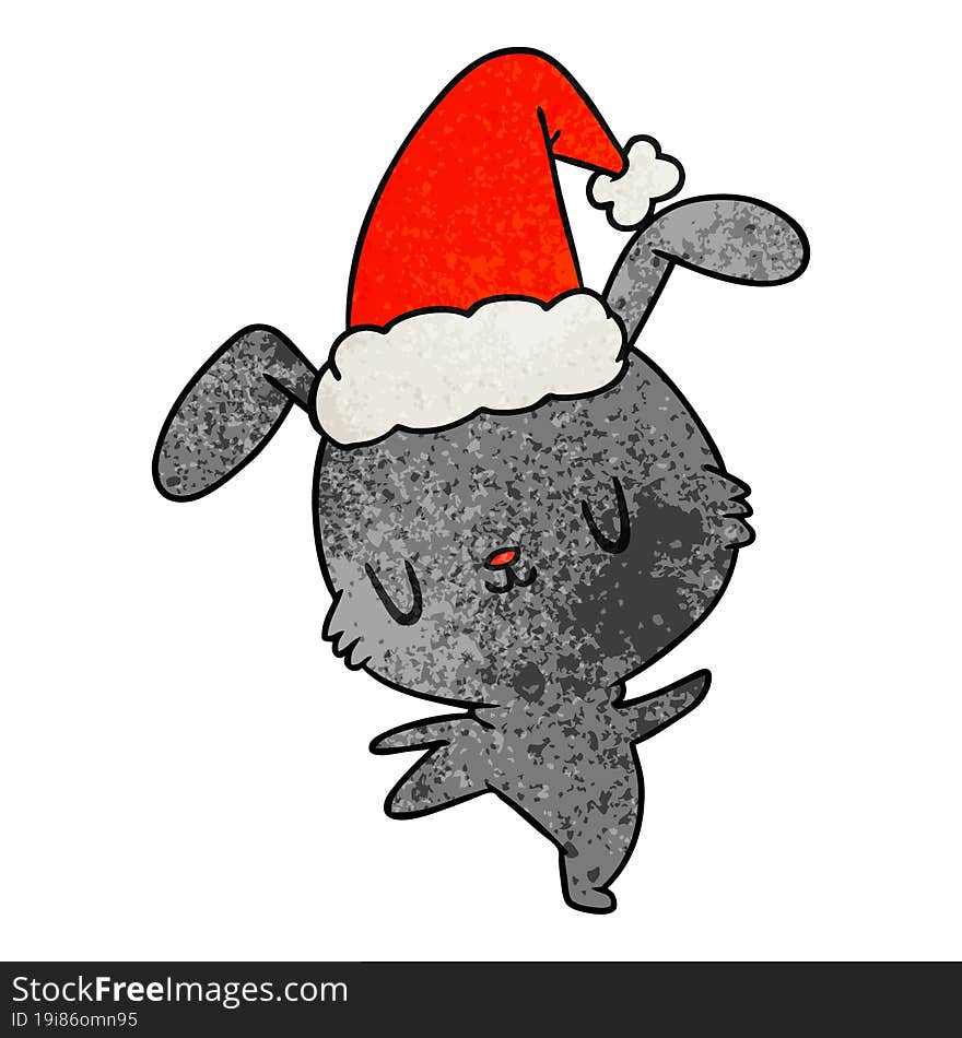 christmas textured cartoon of kawaii rabbit