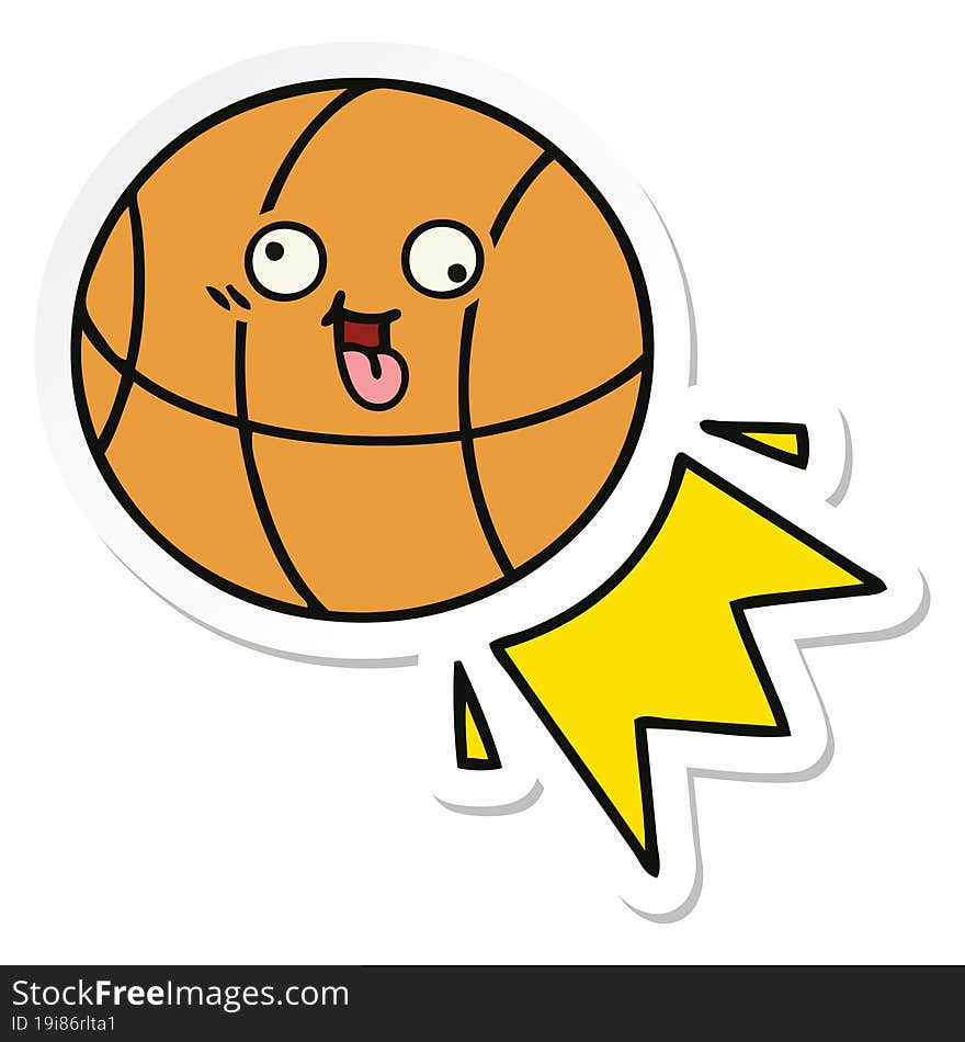 sticker of a cute cartoon basketball