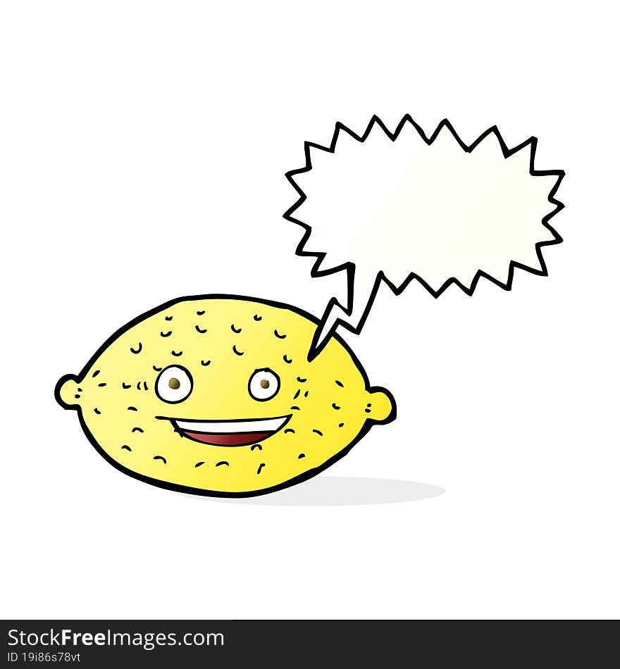 cartoon lemon with speech bubble