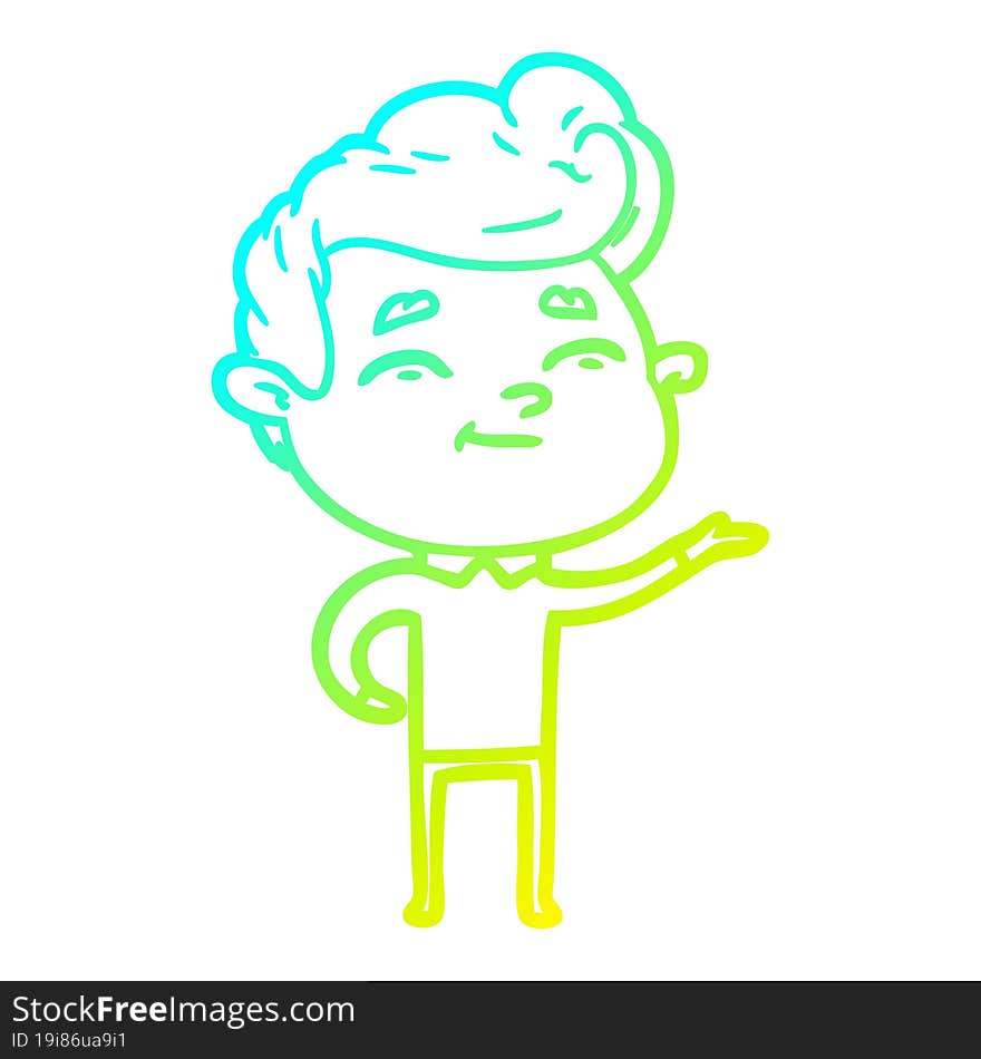 cold gradient line drawing happy cartoon man