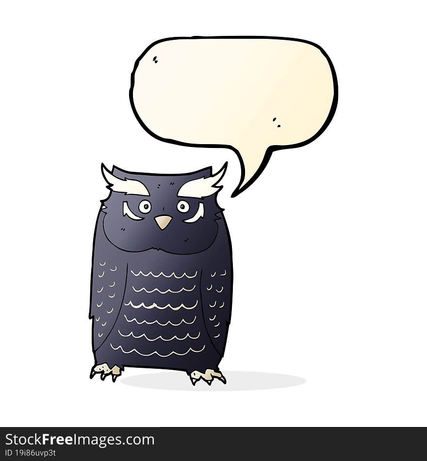 cartoon owl with speech bubble