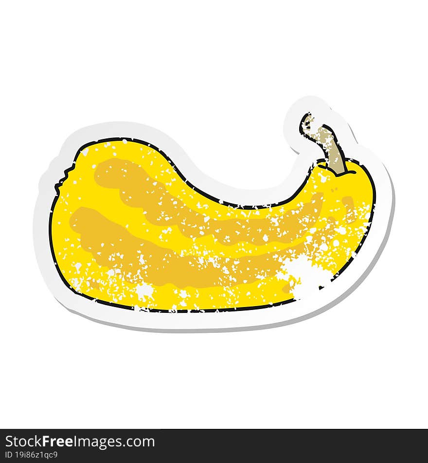 Distressed Sticker Of A Cartoon Squash