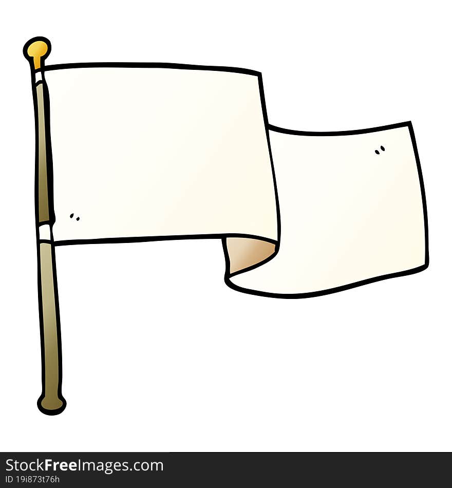 Cartoon Doodle White Flag Waving