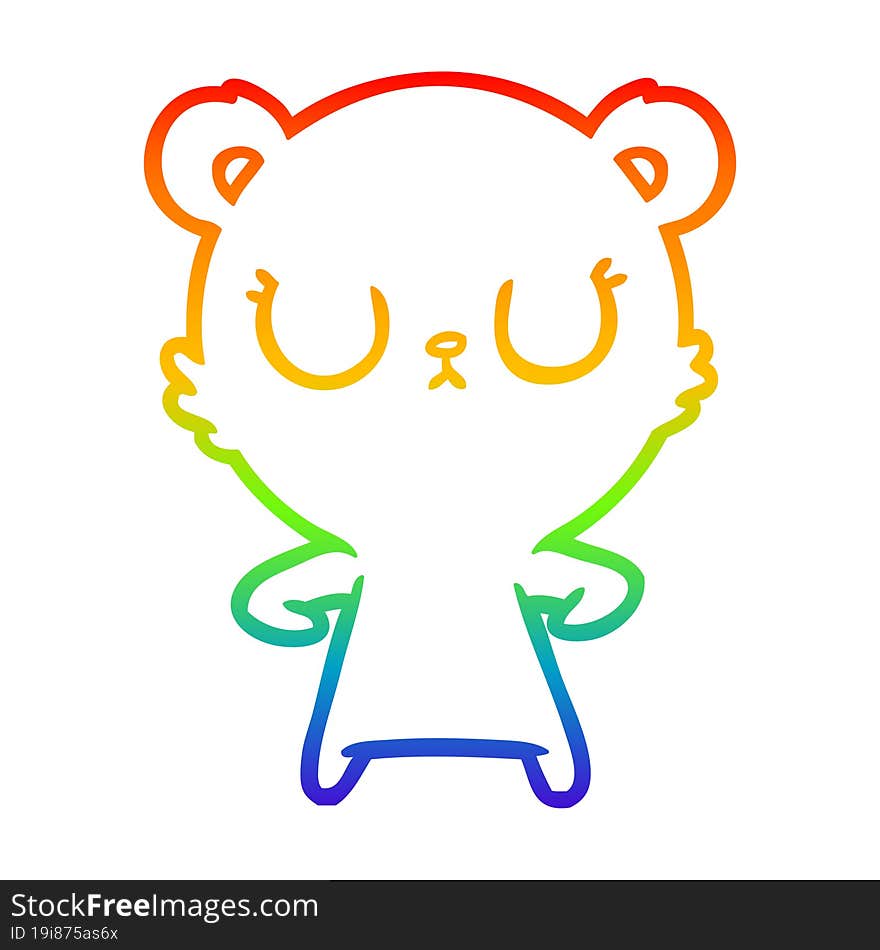 rainbow gradient line drawing peaceful cartoon bear cub