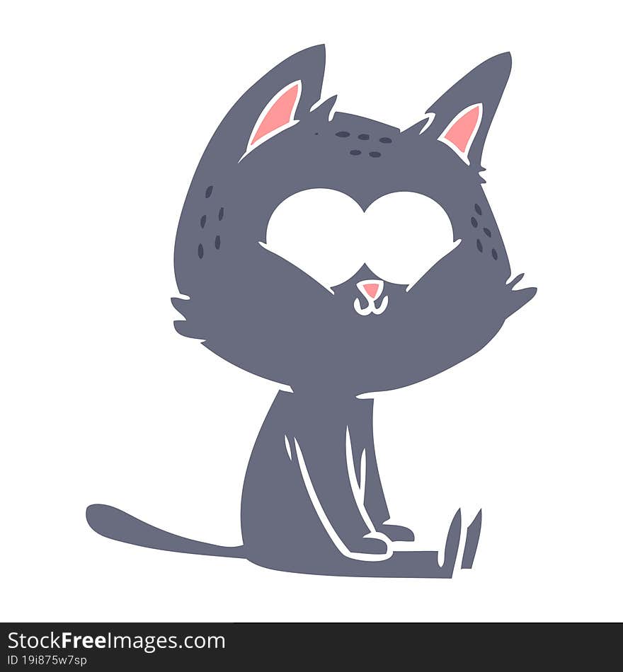 Flat Color Style Cartoon Cat Sitting