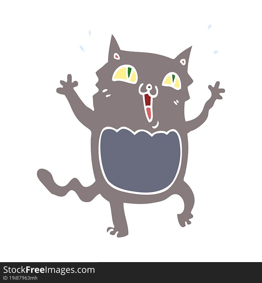 flat color style cartoon crazy excited cat