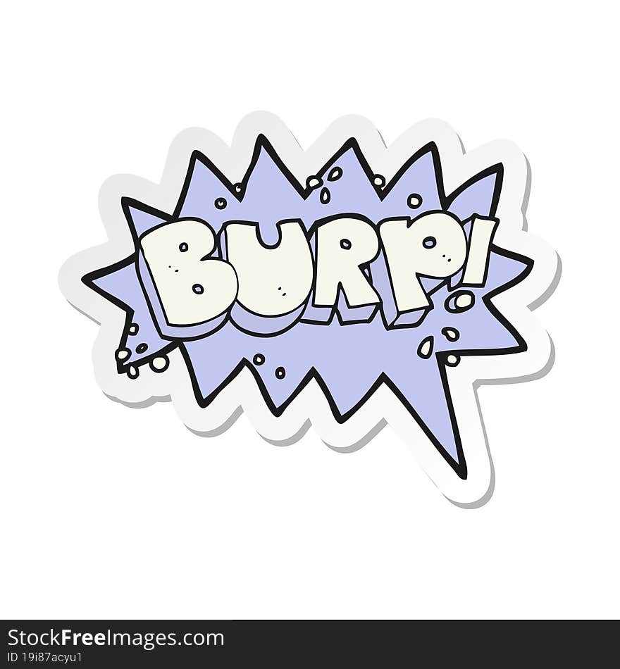 sticker of a cartoon burp symbol