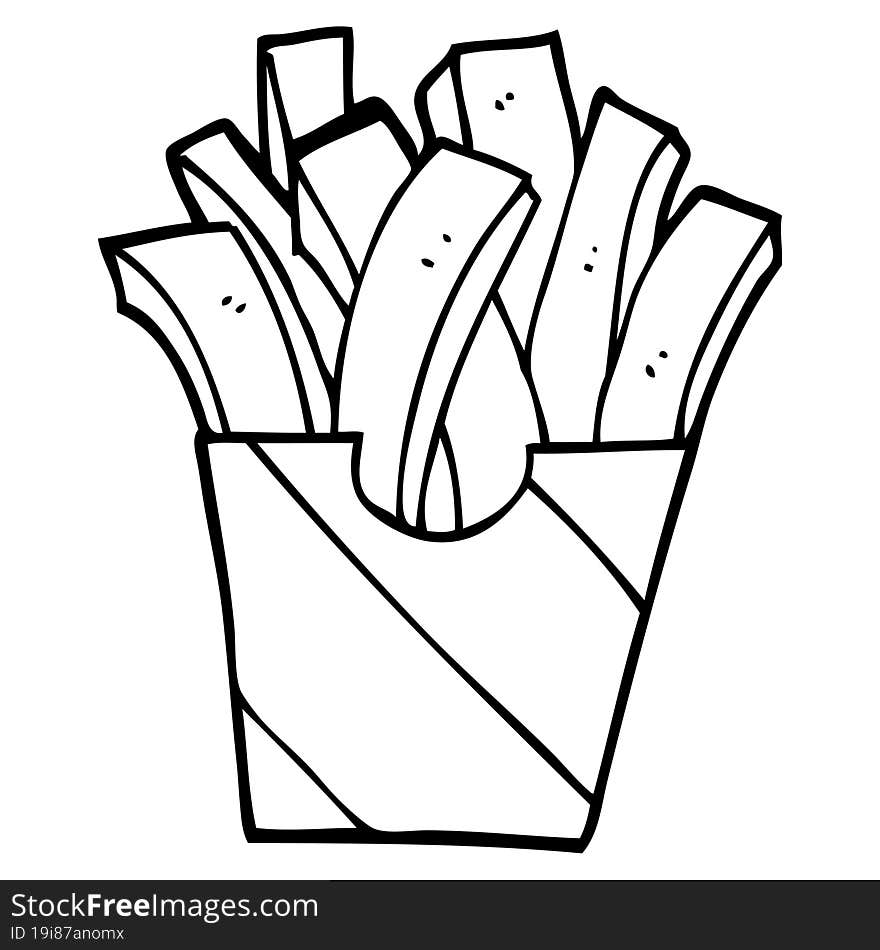 line drawing cartoon takeout fries