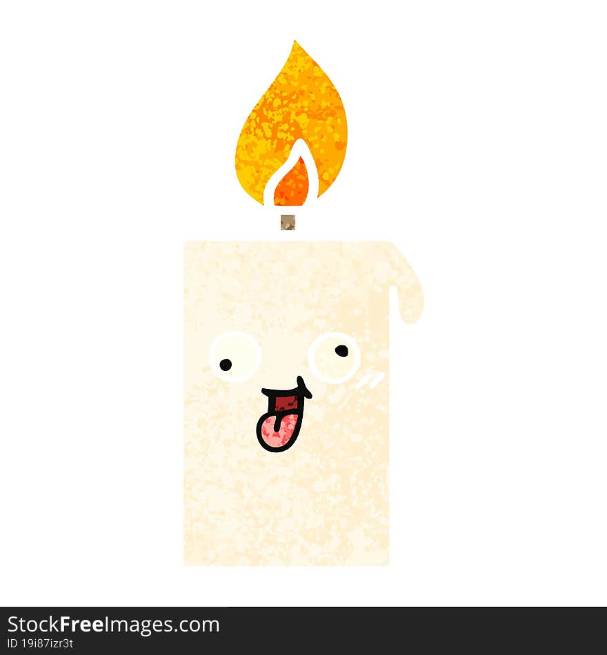 retro illustration style cartoon lit candle