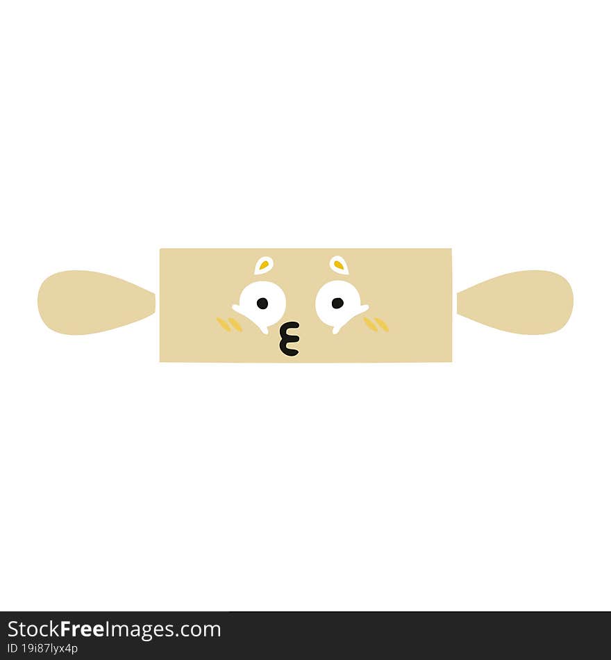 flat color retro cartoon of a rolling pin