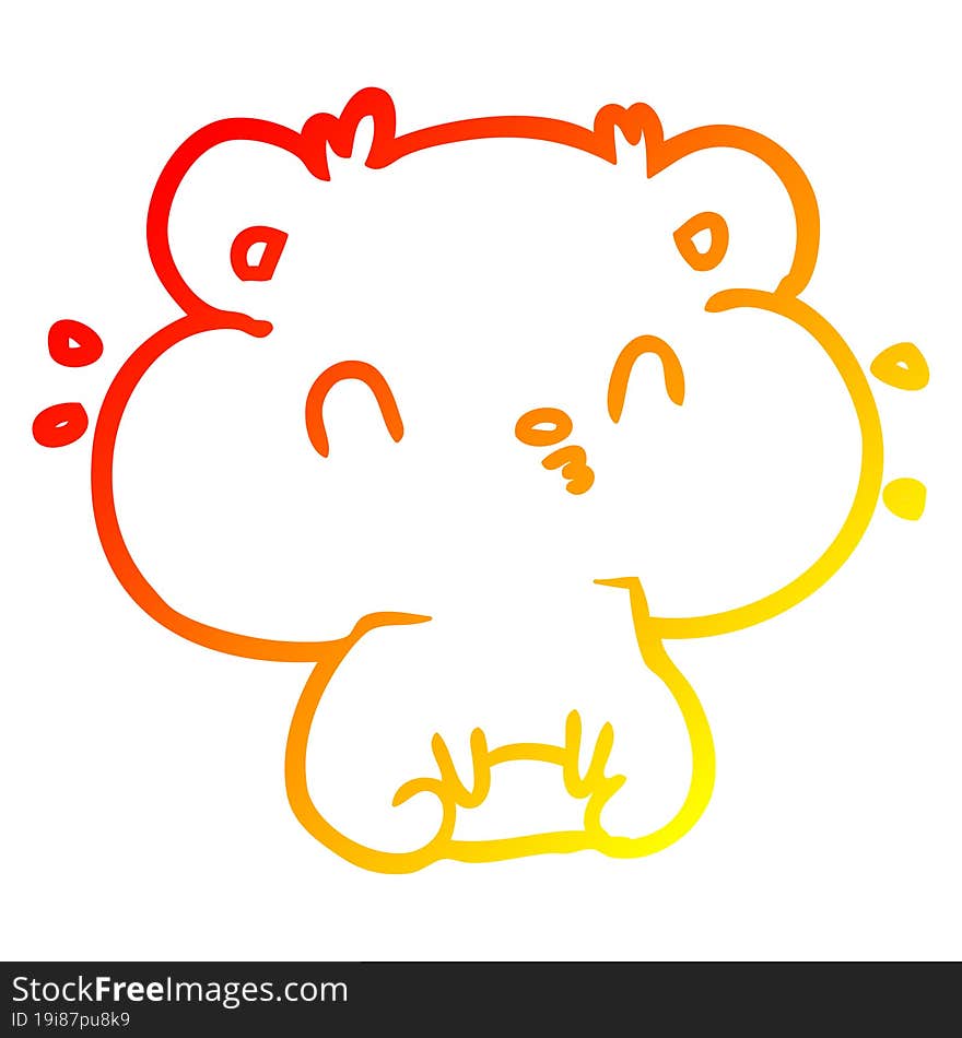 Warm Gradient Line Drawing Hamster With Full Cheek Pouches