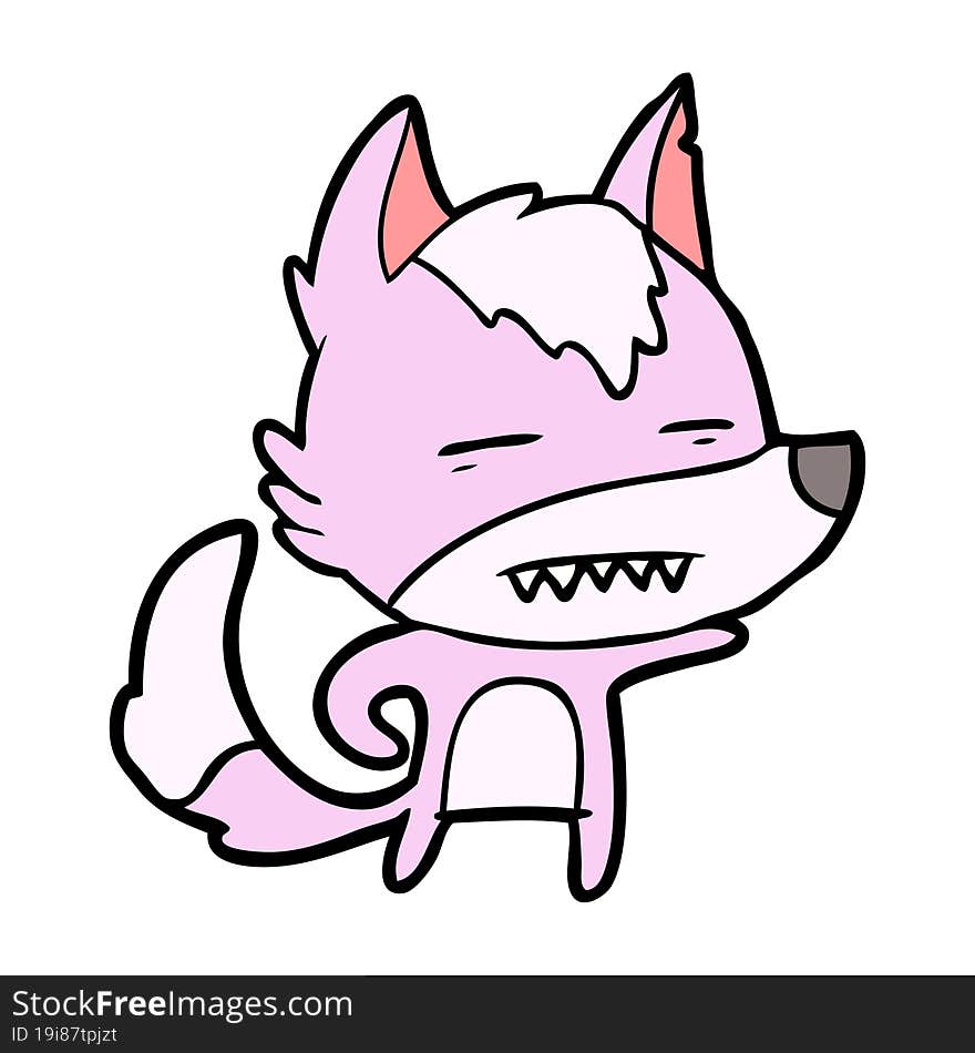 cartoon wolf showing teeth. cartoon wolf showing teeth