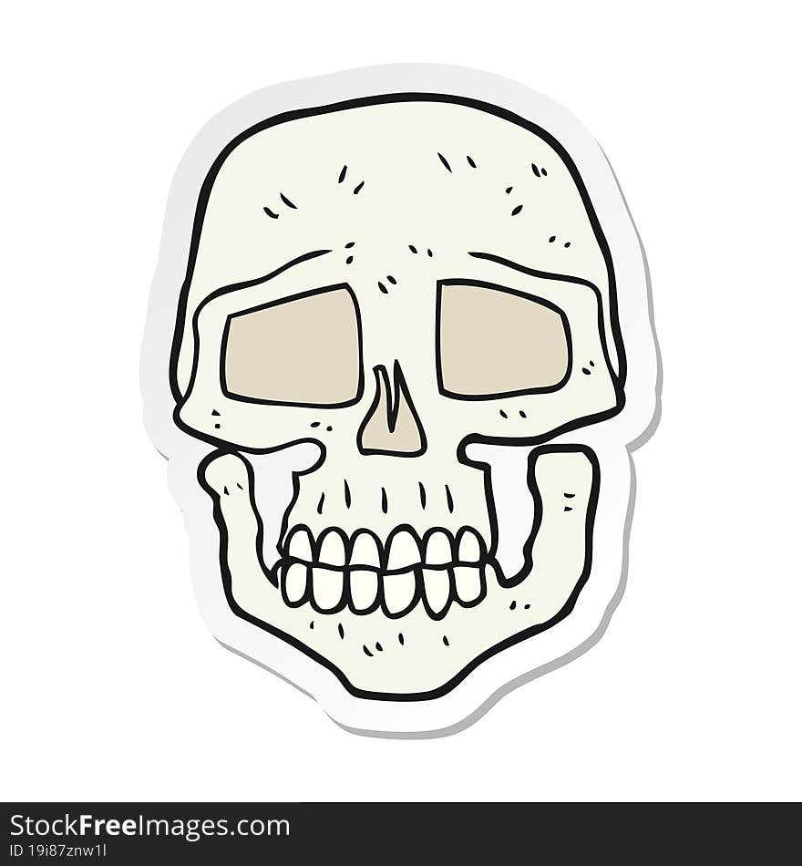 sticker of a cartoon skull