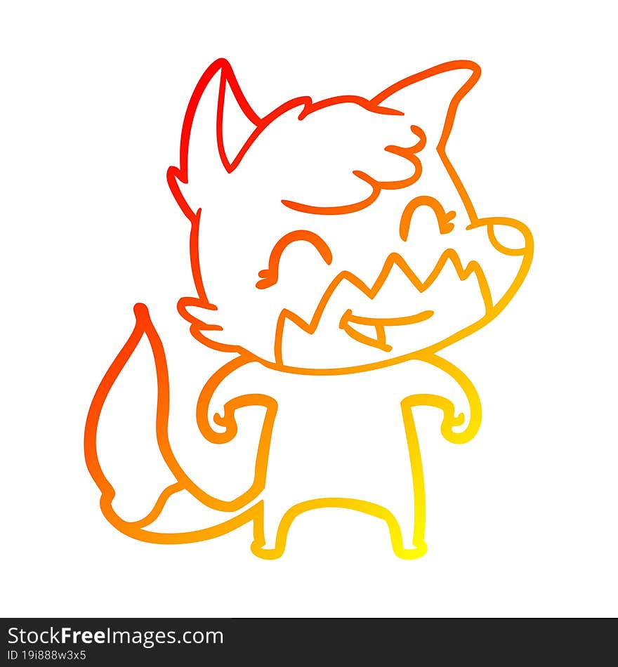 warm gradient line drawing happy cartoon fox