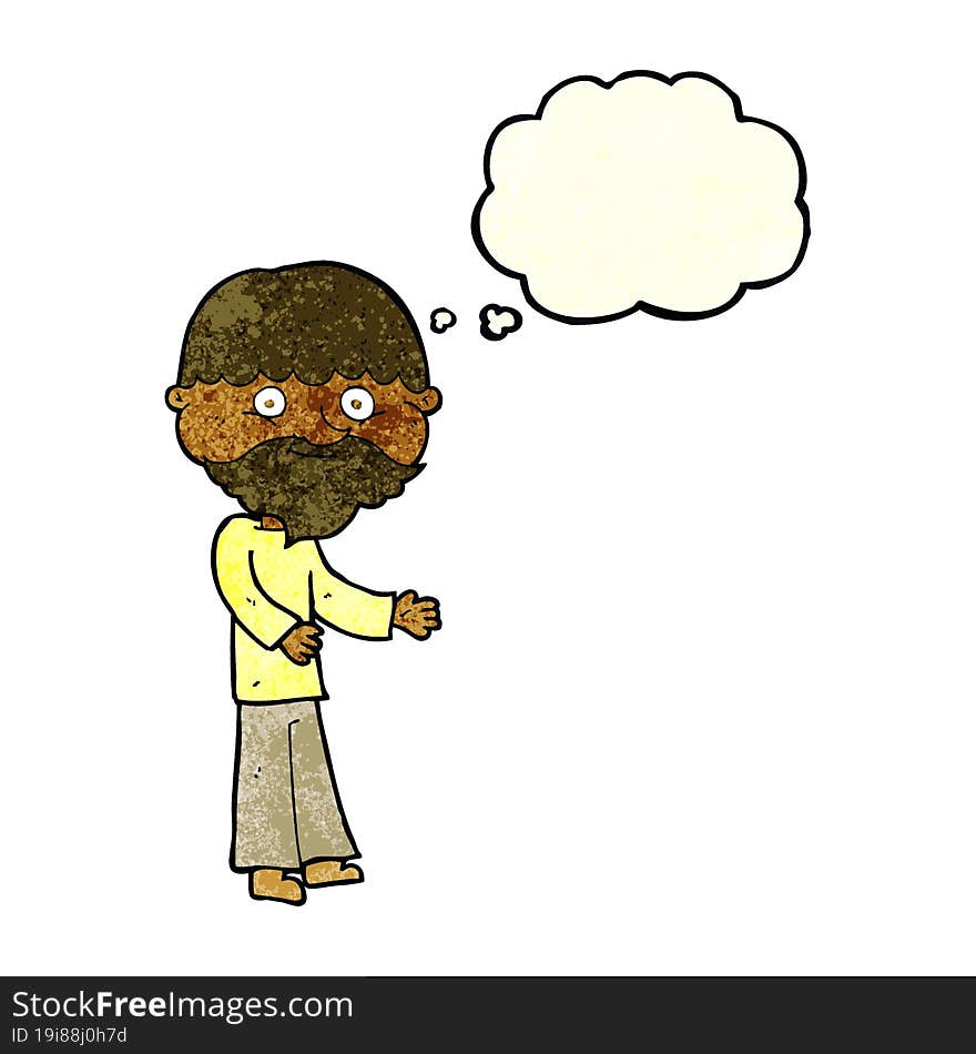 Cartoon Happy Bearded Man With Thought Bubble