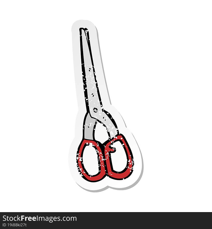 retro distressed sticker of a cartoon scissors