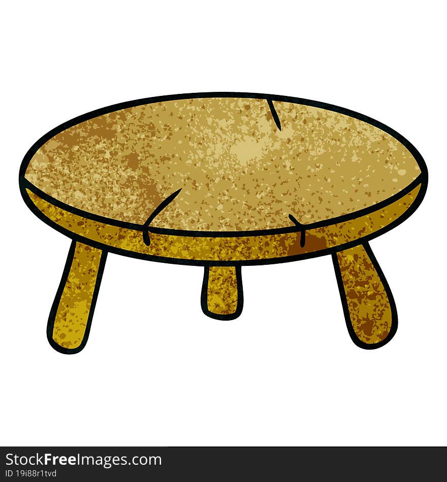 Textured Cartoon Doodle Of A Wooden Stool