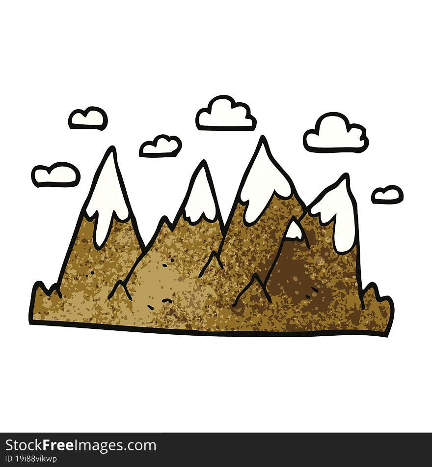 cartoon doodle mountain range