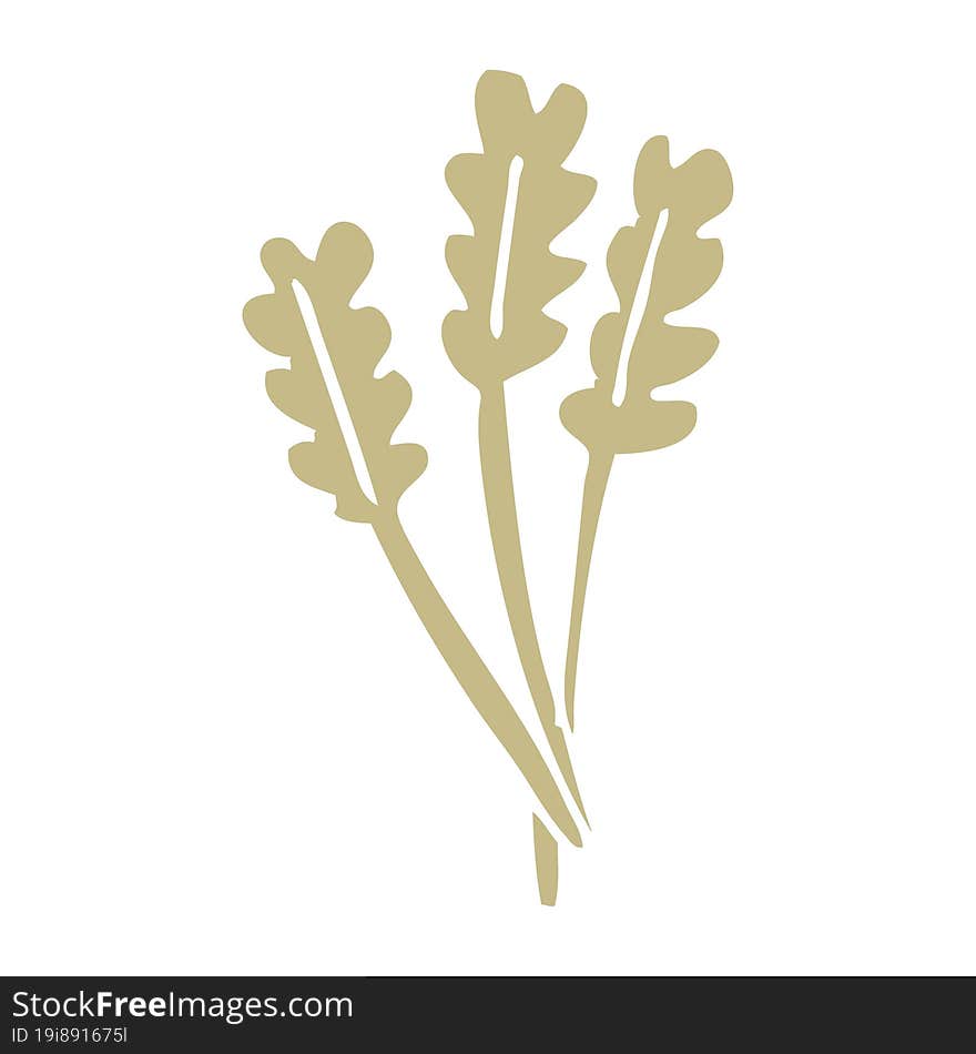 flat color illustration cartoon dried wheat