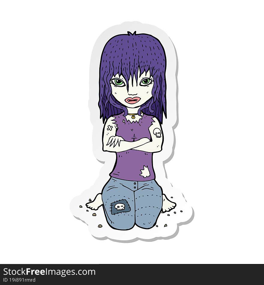 sticker of a cartoon vampire girl