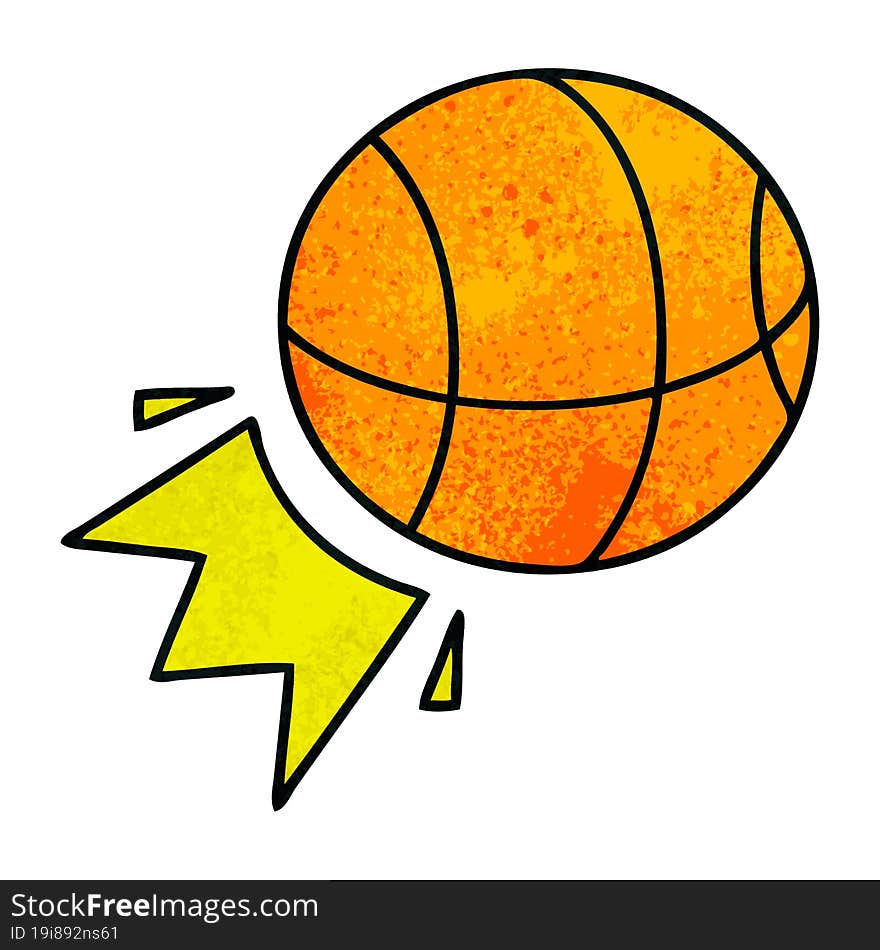 retro grunge texture cartoon of a basket ball