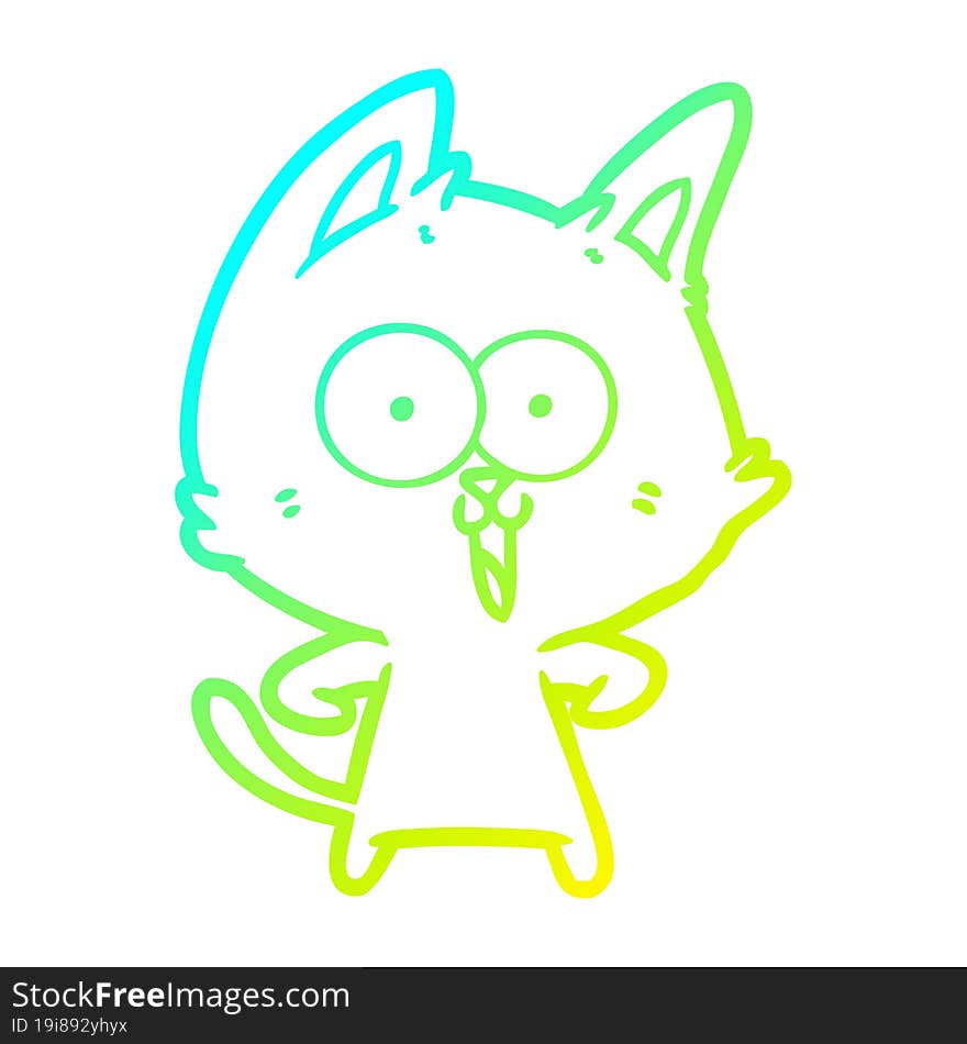 cold gradient line drawing funny cartoon cat