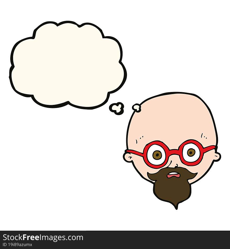 cartoon shocked man with beard with thought bubble