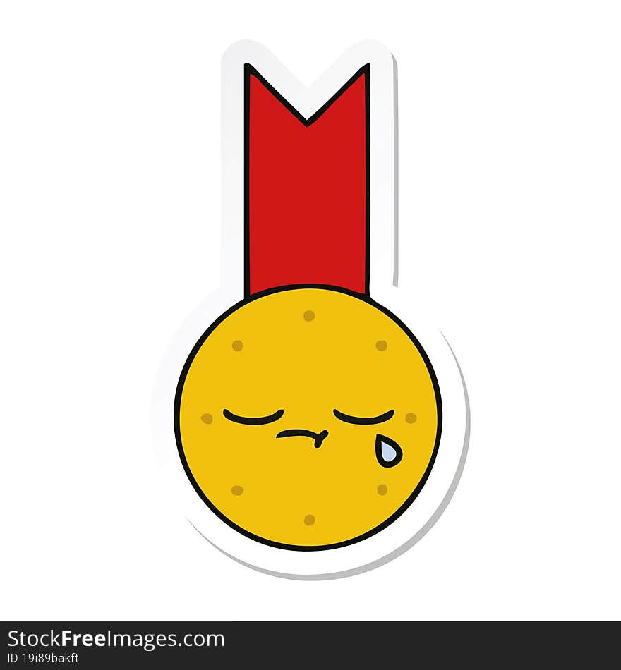 sticker of a cute cartoon gold medal