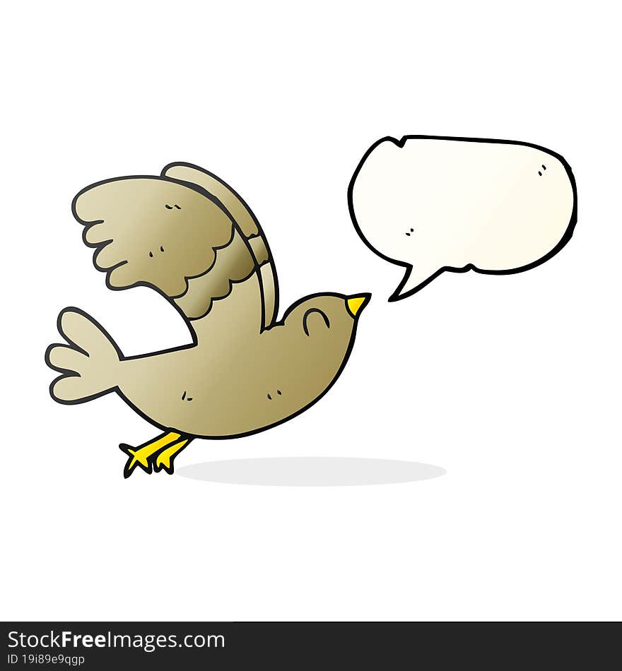 freehand drawn speech bubble cartoon bird