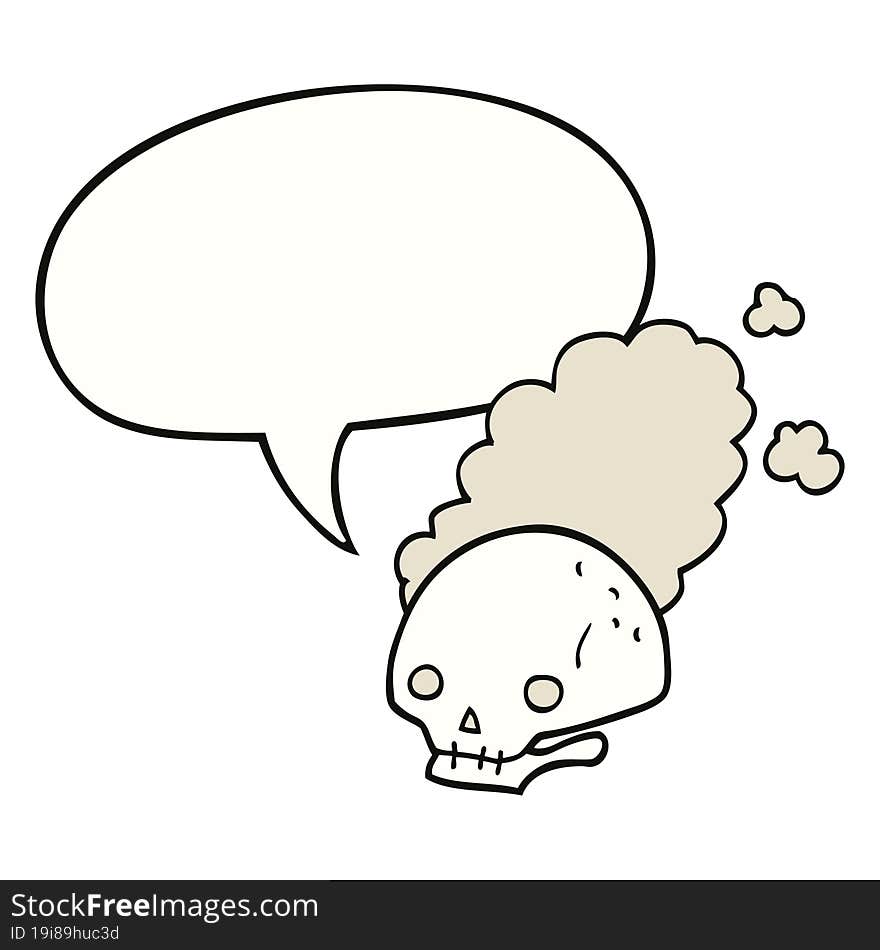 cartoon dusty old skull and speech bubble