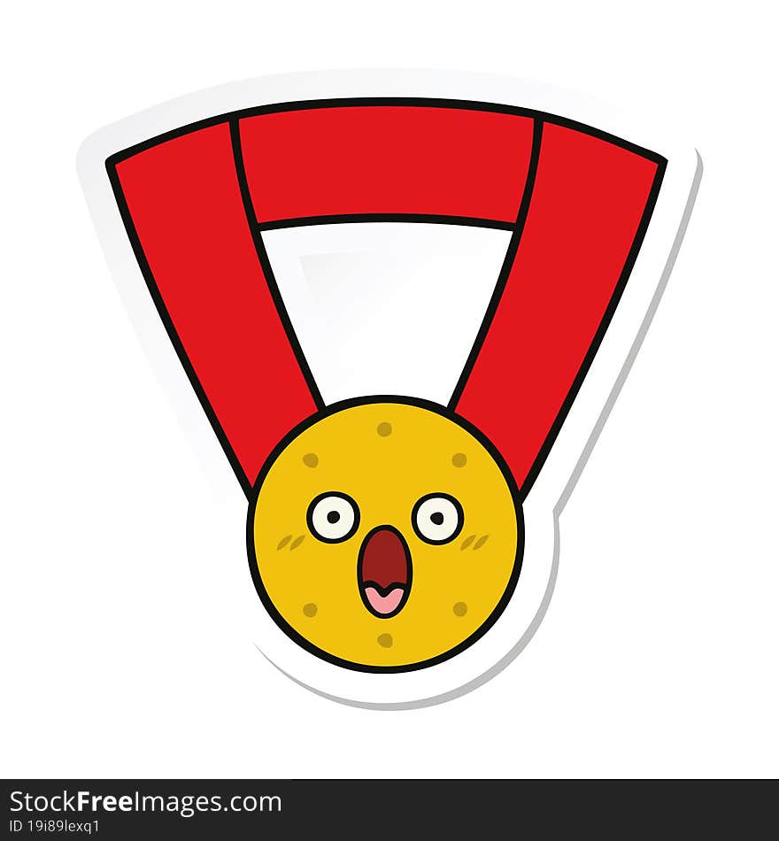 Sticker Of A Cute Cartoon Gold Medal