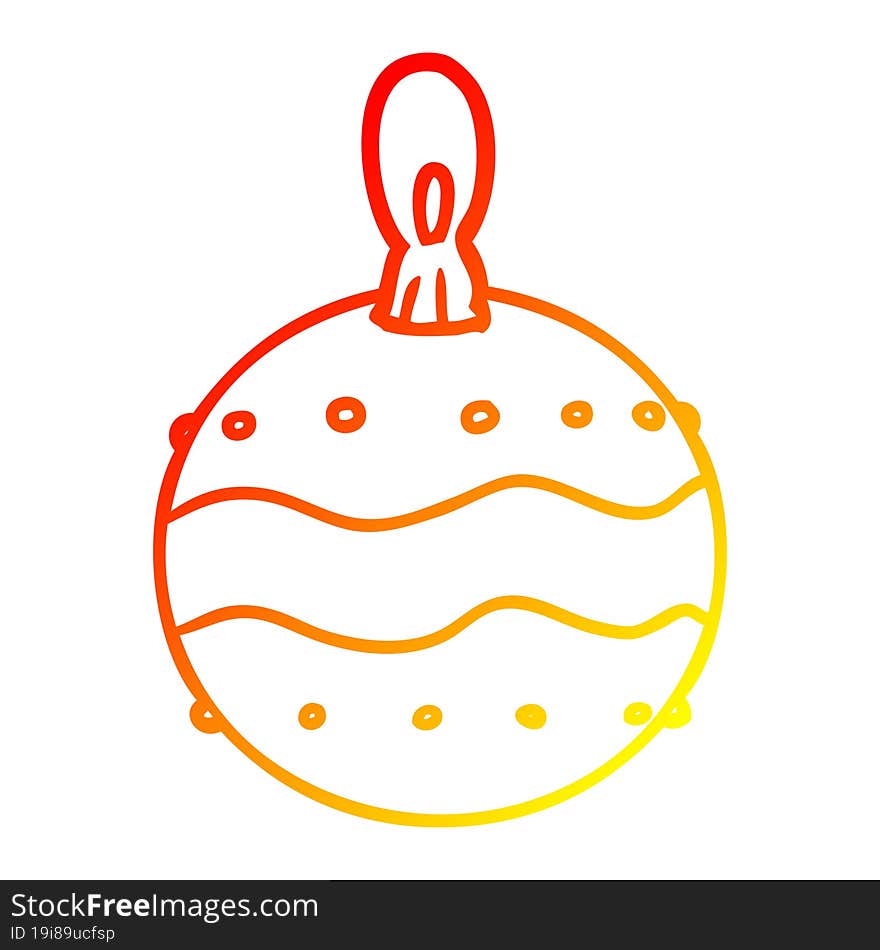 warm gradient line drawing of a christmas bauble decoration