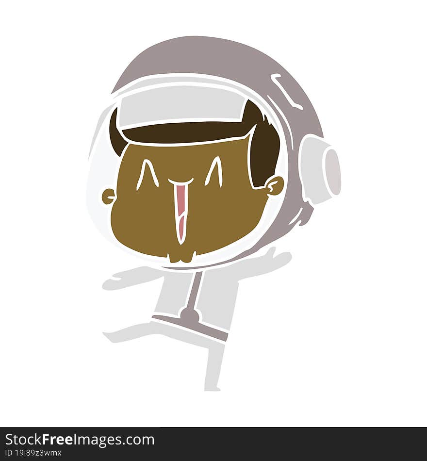 dancing flat color style cartoon astronaut