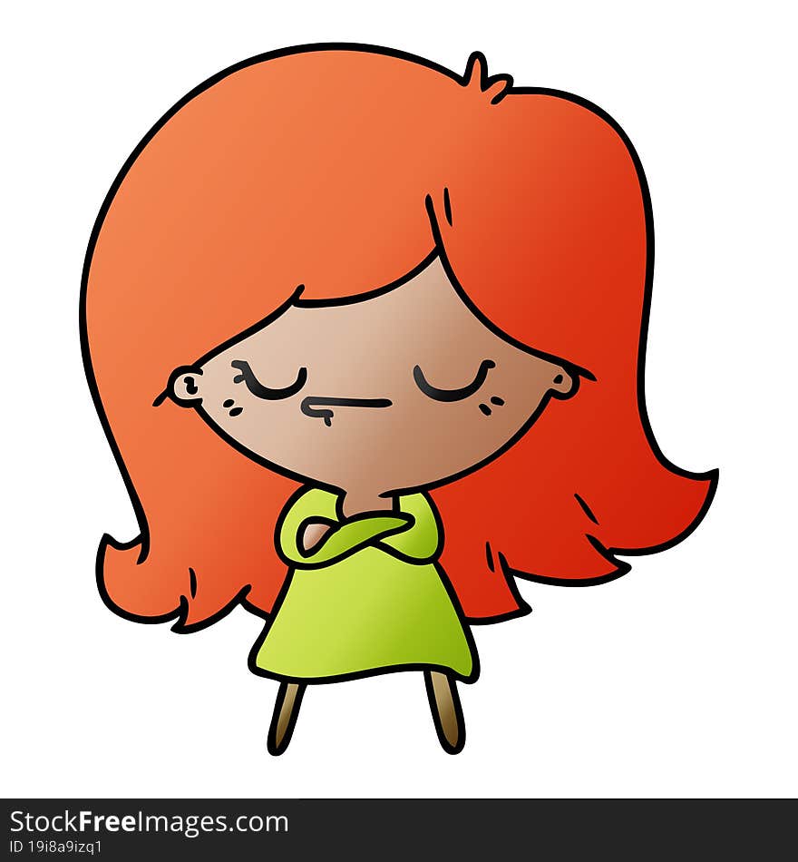 gradient cartoon of cute kawaii girl