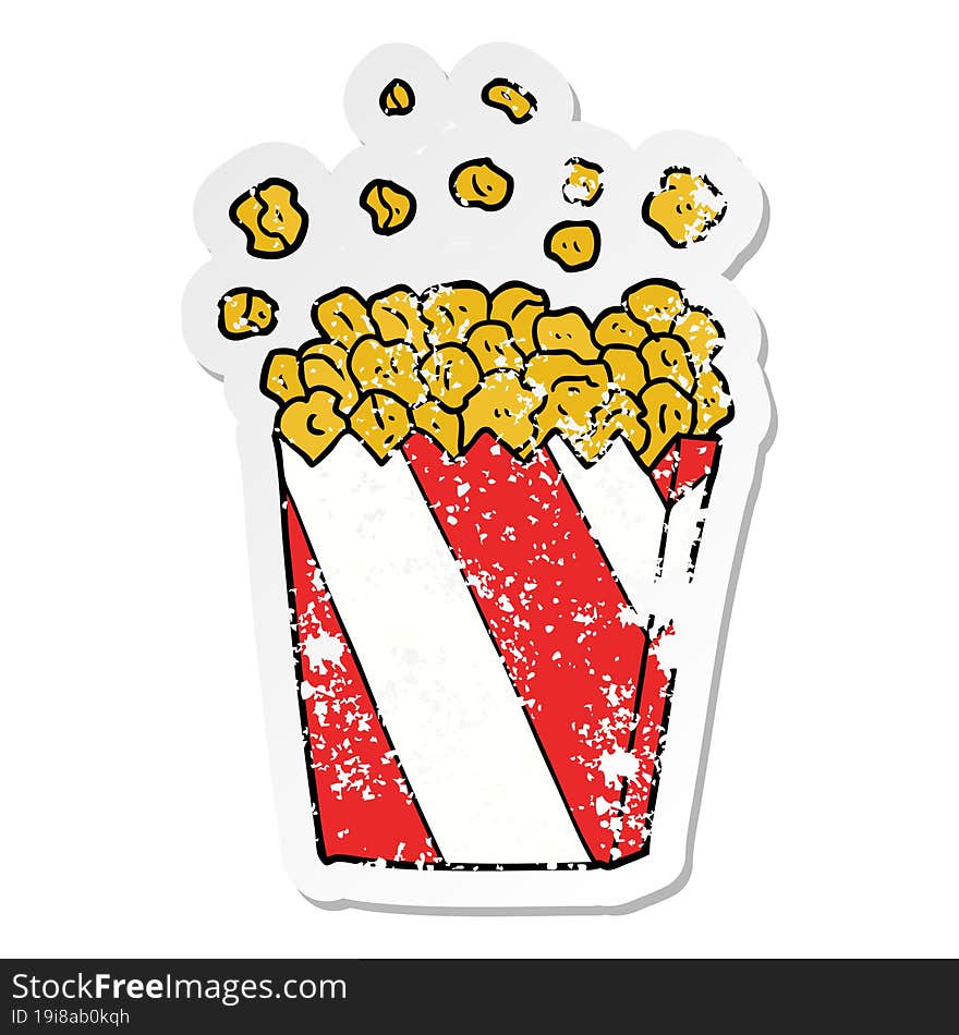 Distressed Sticker Of A Cartoon Cinema Popcorn