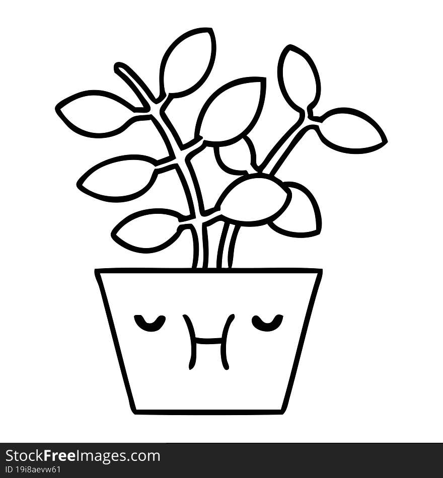 line doodle of a peaceful house plant just growing there giving you that super healthy clean oxygen