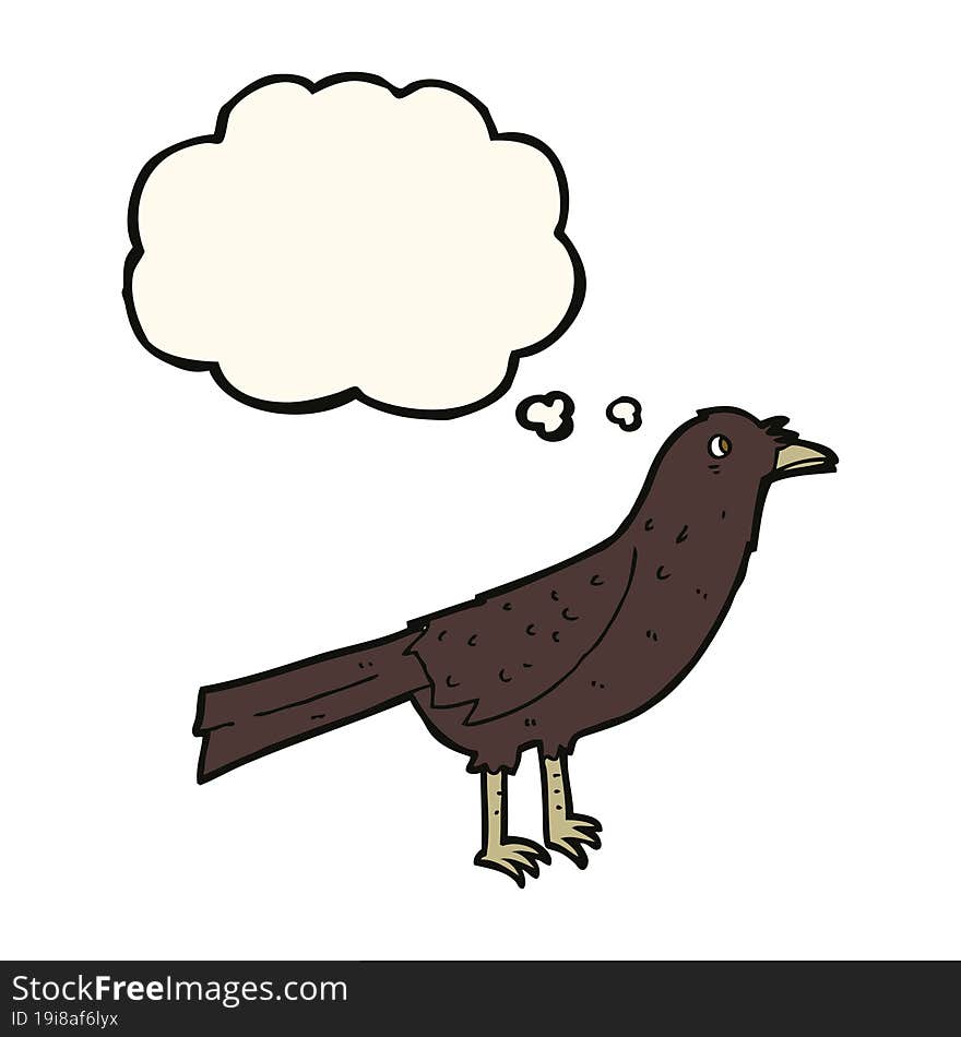 cartoon crow with thought bubble