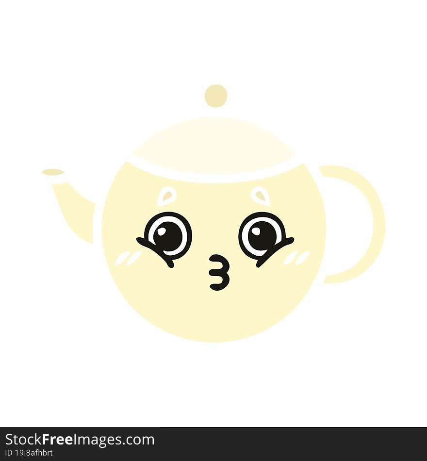 flat color retro cartoon tea pot