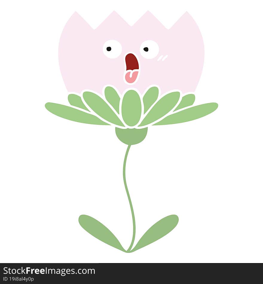 Flat Color Retro Cartoon Flower