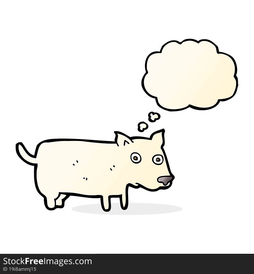 cartoon little dog with thought bubble