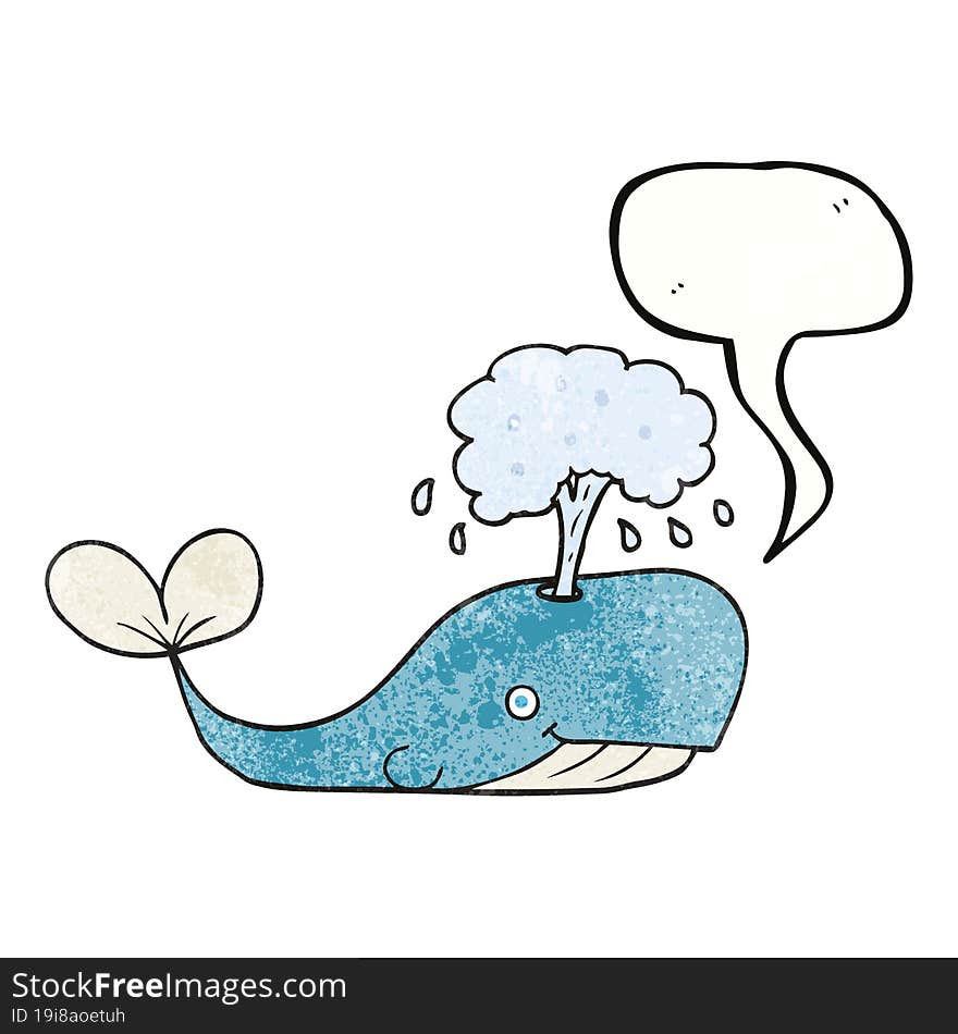 speech bubble textured cartoon whale spouting water