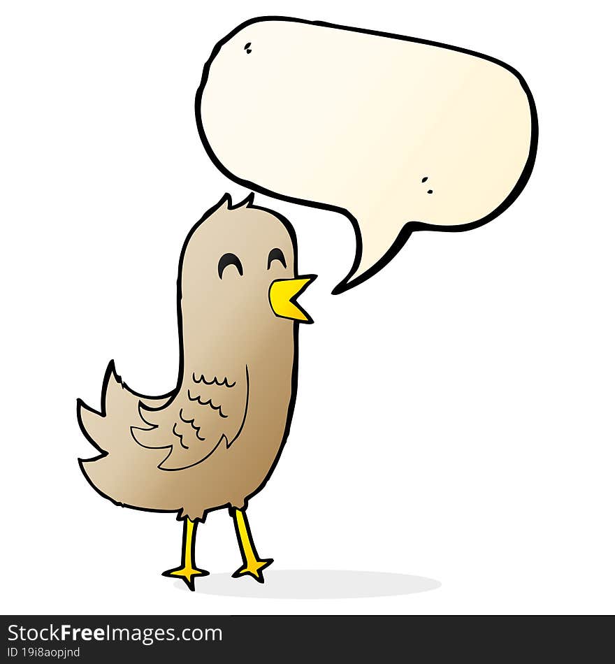 cartoon happy bird with speech bubble