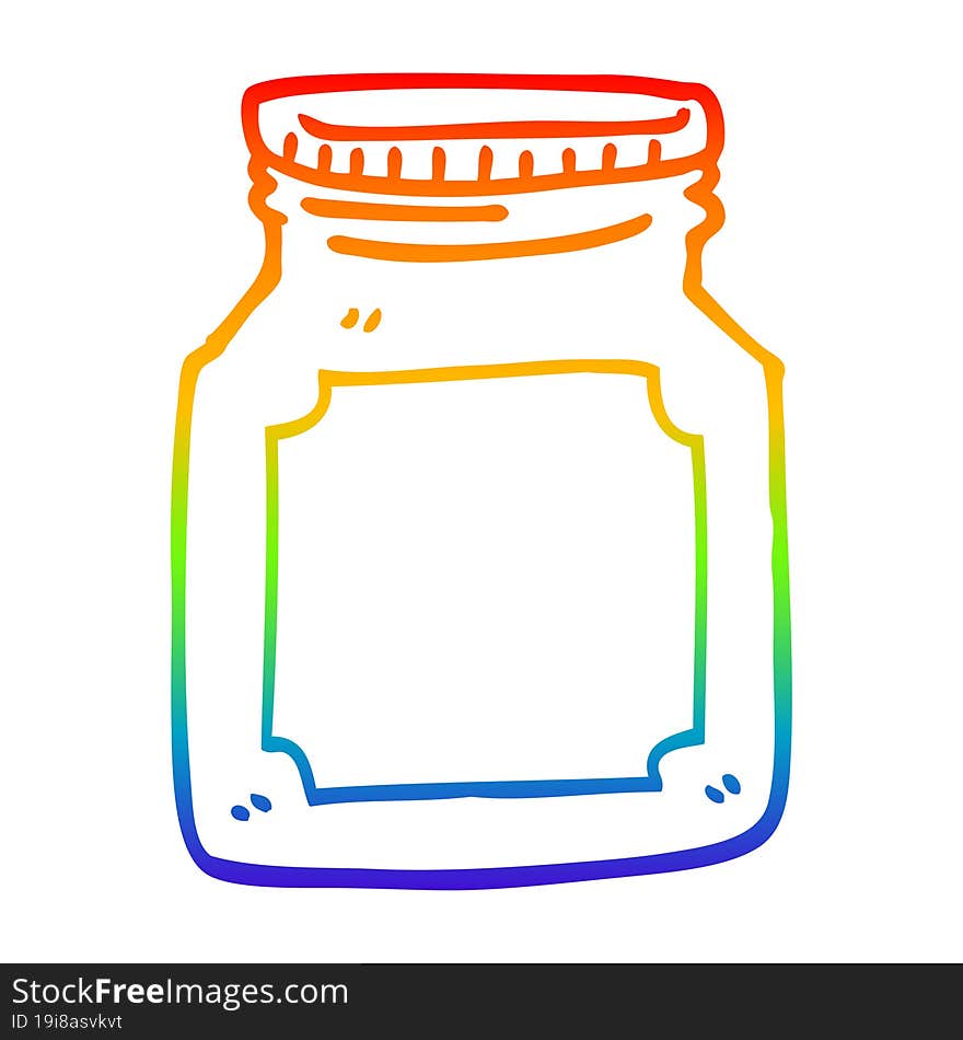 Rainbow Gradient Line Drawing Cartoon Empty Jar