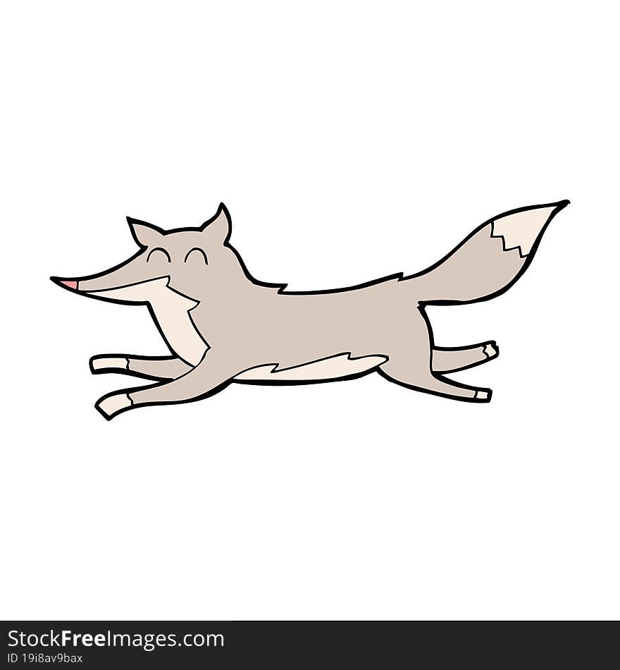 cartoon running wolf