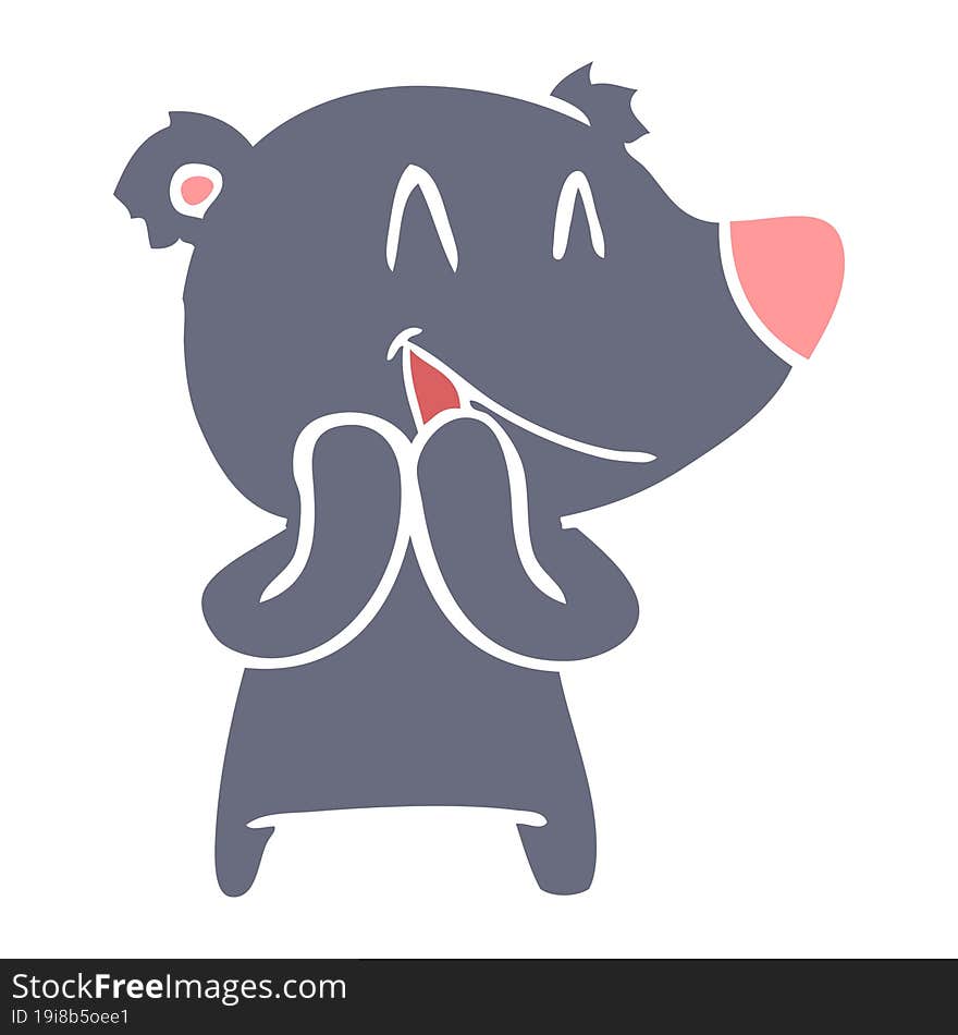 laughing bear flat color style cartoon