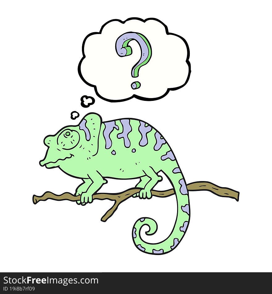 thought bubble cartoon curious chameleon