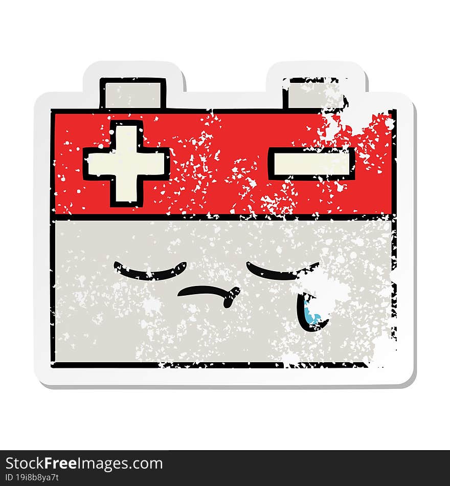 distressed sticker of a cute cartoon car battery