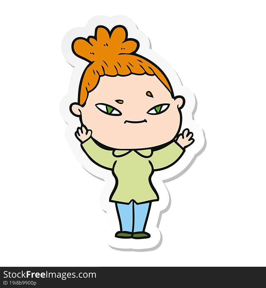 sticker of a cartoon woman