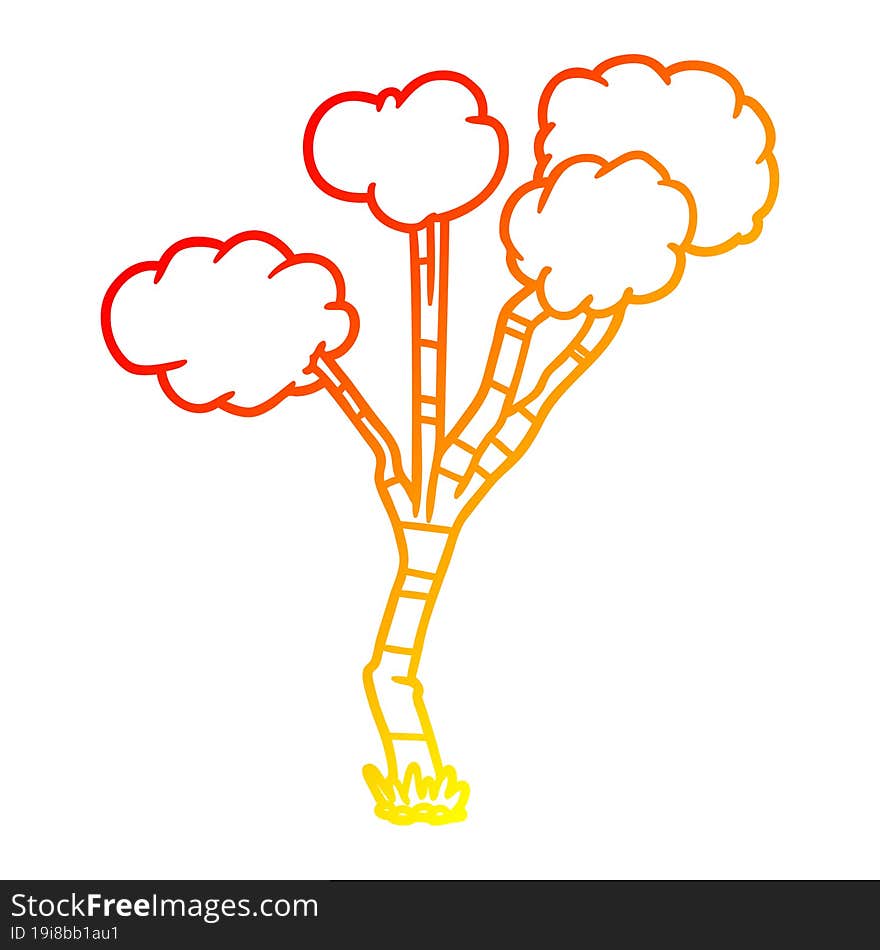 Warm Gradient Line Drawing Cartoon Sparse Tree